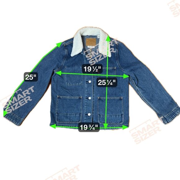 LEVI’S Premium Warm Core Coat Sherpa Denim Jacket XS Blue Workwear Utility Retro - Picture 7 of 7